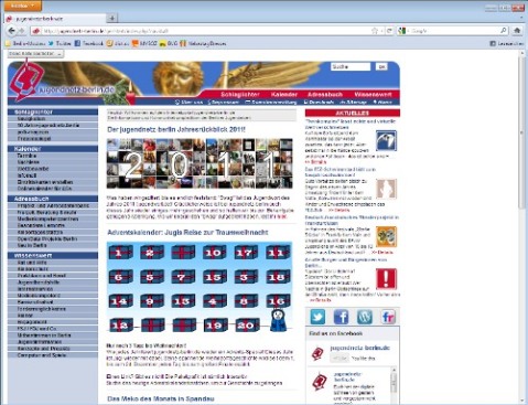 Screenshot der Startseite von jugendnetz-berlin.de